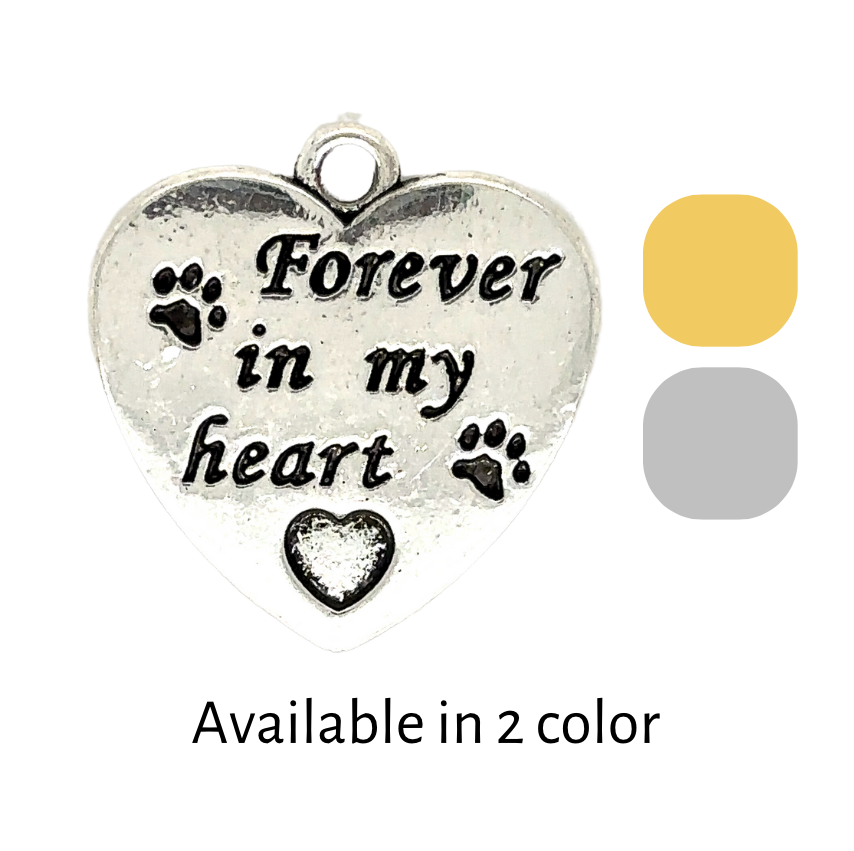 loss of pet charm forever in my heart with paw print gold and silver