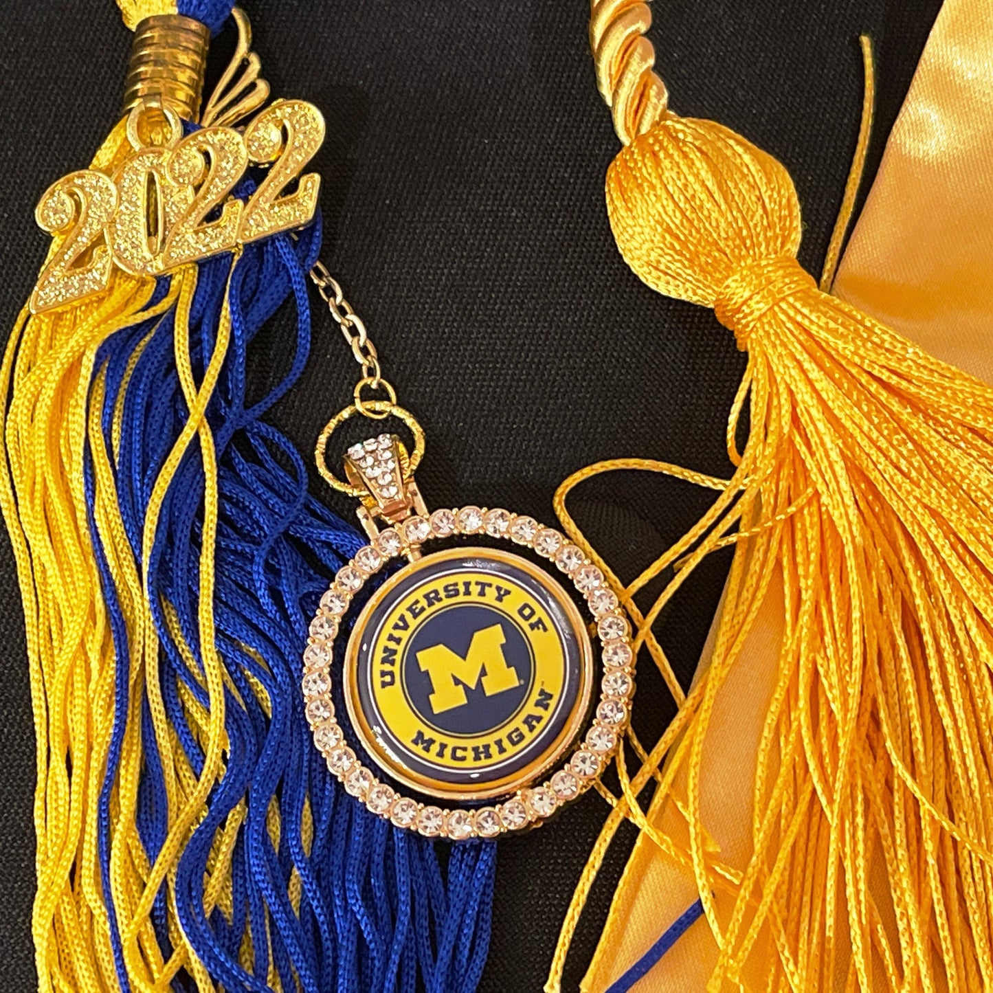 Graduation Cap Charm Double sided Rhinestone Circle