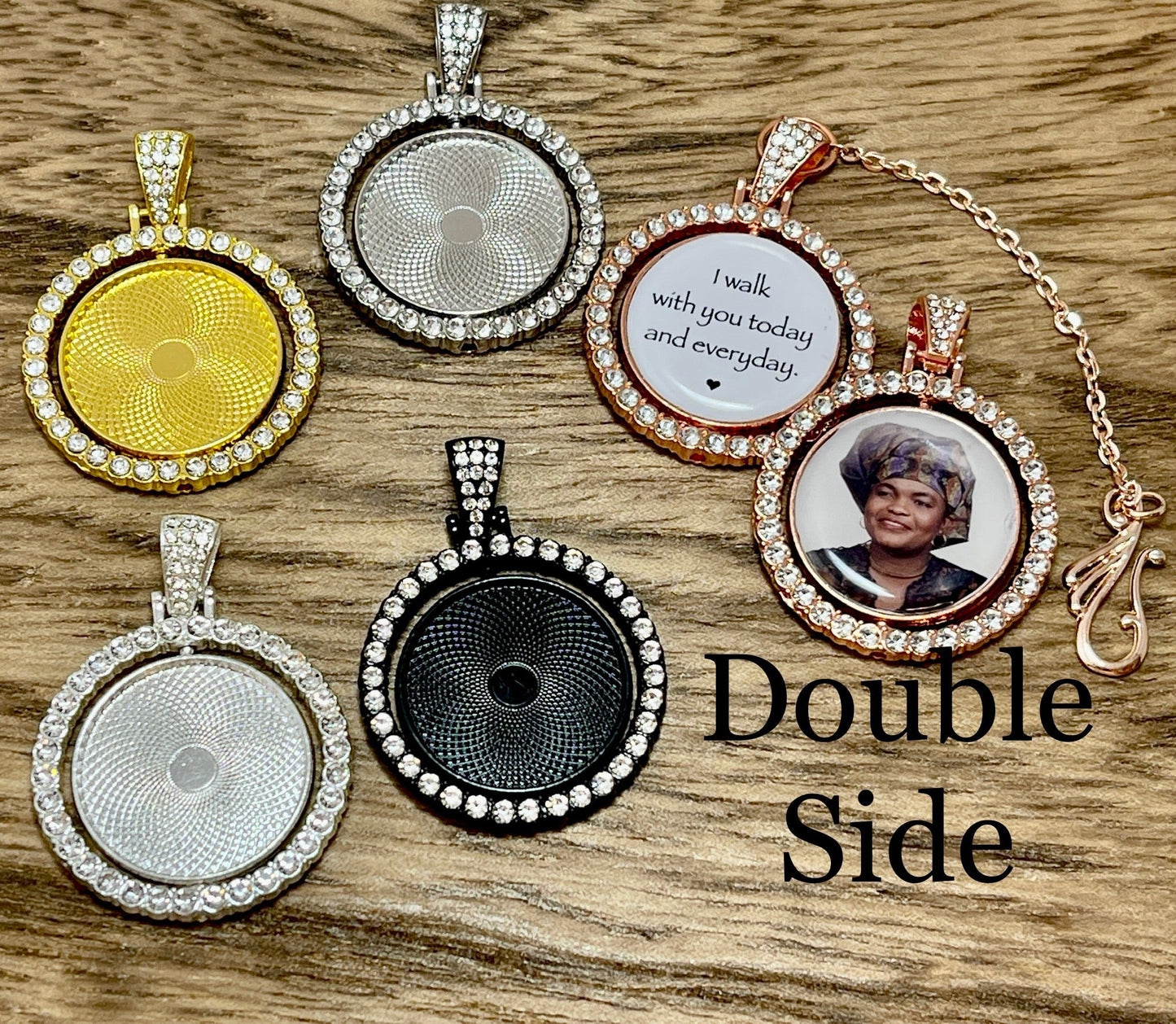 Graduation Cap Charm Double sided Rhinestone Circle