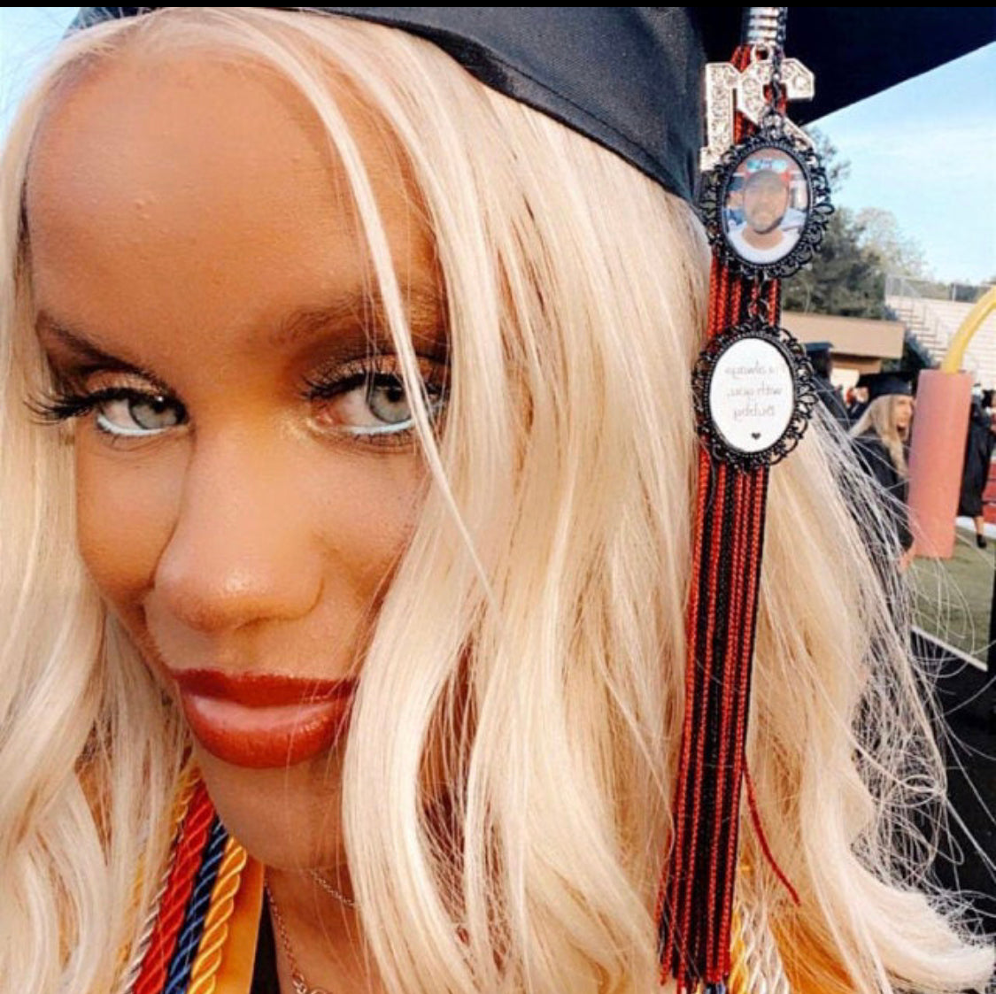 Black grad cap decoration memorial cremation jewelry