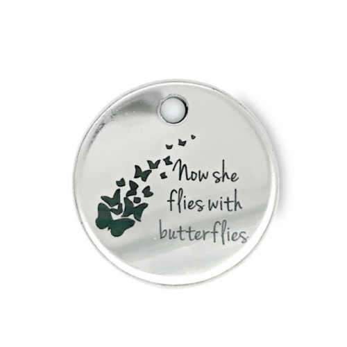 Now She Flies With Butterflies Graduation Charm Add-On silver