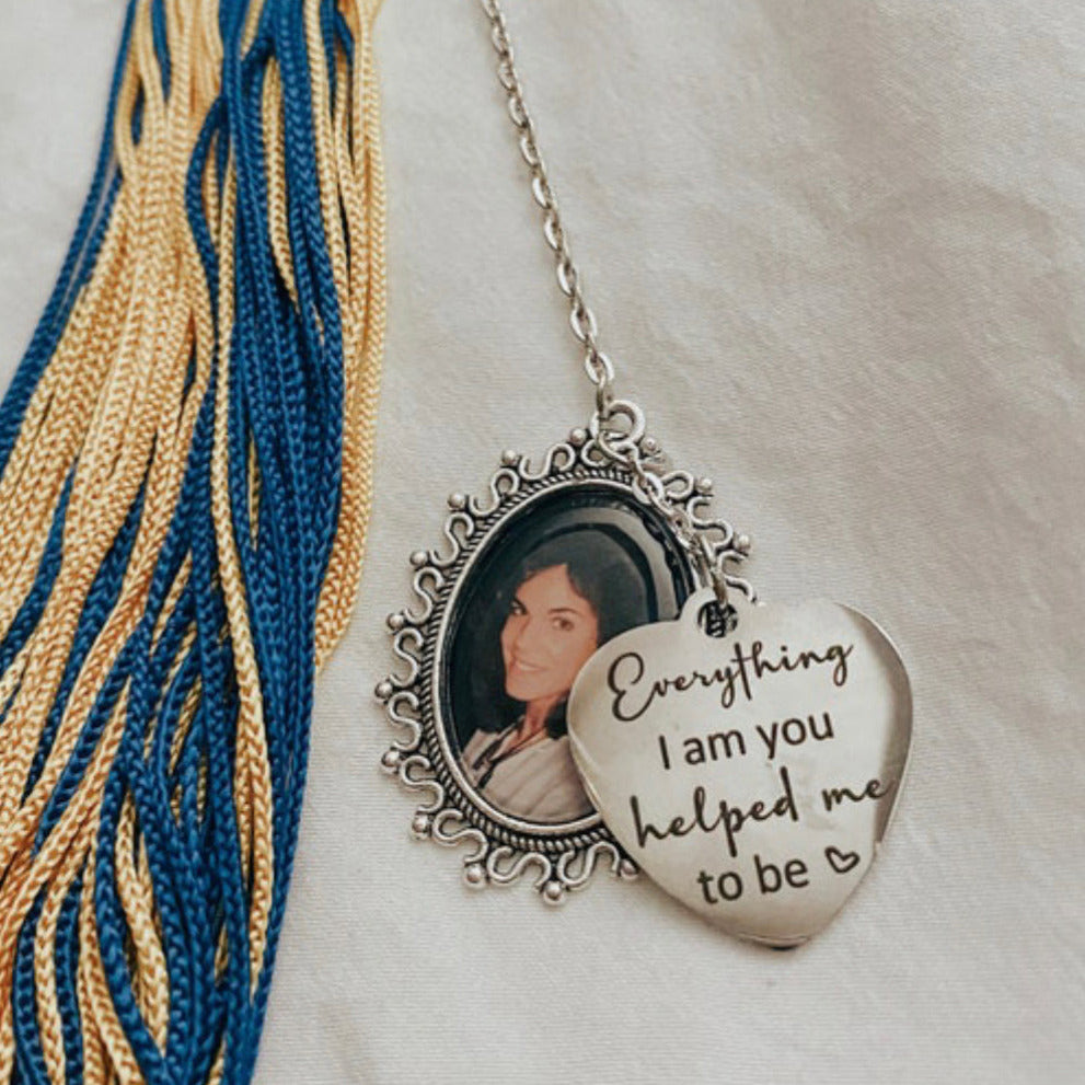 picture pendants graduation tassel charm in silver