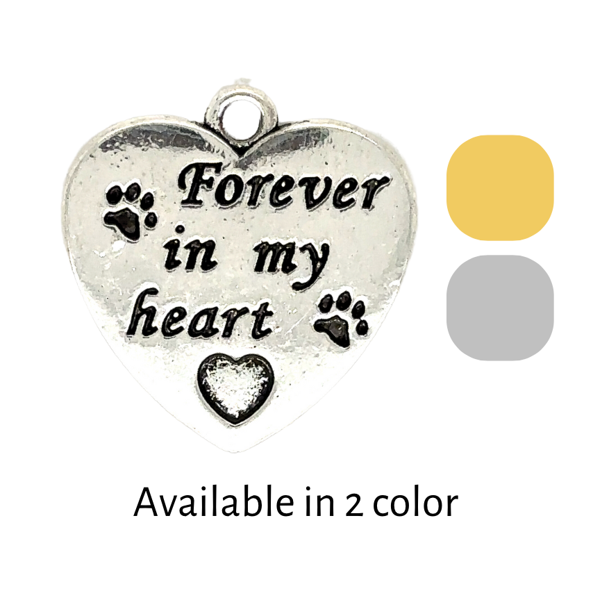 loss of pet charm forever in my heart with paw print gold and silver 